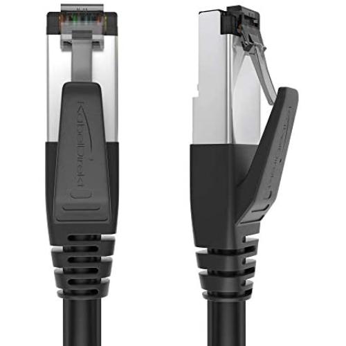 KabelDirekt – 25 feet – Cat 8 Ethernet, Patch & Network Cable (CAT 8.1, 40Gbps, for Maximum Network/Internet Speed, Fluke Tested, Double S/FTP Shielding, RJ45 Plug, Black)