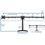 Mount-It! Triple Monitor Stand | 3 Monitor Stand Fits 19 20 21 22 23 24 Inch Computer Screens | Free Standing Base | Three Heavy Duty Full Motion Adjustable Arms | VESA Compatible