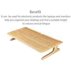 FurniArt Height Adjustable Wooden Desk Monitor Stand Riser with Storage for MacBook,iMac,Chromebook,Office Computer Solid Wood (Matte Finish)