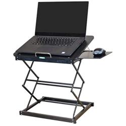 CD4 Laptop Standing Desk Converter Ergonomic Adjustable Height tilt Laptop Desk Stand sit Stand up Desktop Riser Topper for laptops Small Compact Portable Folding Lightweight with Mouse pad Small