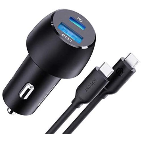 USB C Car Charger, 36W Dual Port Fast Car Charging Adapter with 18W PD & QC 3.0 for iPhone 11/Pro/Max, Samsung Galaxy S20/S20 Plus/S20 Ultra/S10+/S10e, iPad Pro/Air 2/Mini, Pixel