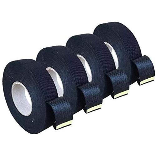 4 Rolls Wire Loom Harness Tape, Wiring Harness Cloth Tape, Black Adhesive Fabric Tape for Automobile Electrical Wire harnessing Noise Damping Heat Proof 19 mm X 15m