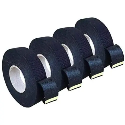 4 Rolls Wire Loom Harness Tape, Wiring Harness Cloth Tape, Black Adhesive Fabric Tape for Automobile Electrical Wire harnessing Noise Damping Heat Proof 19 mm X 15m