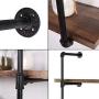 Industrial Wall Mount Iron Pipe Shelf Bracket,Vintage Retro Black DIY Open Bookshelf, Storage Shelves, Ceiling Hung Shelves for Home Kitchen Office(2PcsX5Tier,70'' Tall,12''deep,Hardware Only)