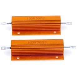 LM YN 100 Watt 50 Ohm 5% Wirewound Resistor Electronic Aluminium Shell Resistors Gold Suitable for Inverter, LED Lights,Frequency Divider, Servo Industry 2-Pcs