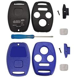 BINOWEN 3+1 Buttons Replacement For Key Fob Shell Keyless Entry Remote Honda Key Fob Case With Screwdriver Fit For Honda 2008-2012 Accord 2006-2013 Civic EX 2009-2015 Pilot (1 Blue+1 Black)