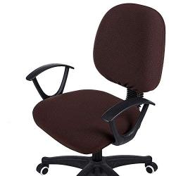 smiry Office Computer Chair Covers, Stretch Jacquard Universal Desk Rotating Chair Slipcovers Protector, Seat Cover + Backrest Cover, Chocolate
