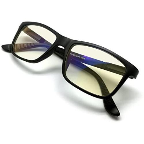J+S Vision Blue Light Shield Computer Reading/Gaming Glasses - 0.0 Magnification - Anti Blue Light 100% UV Protection Low Color Distortion, Classic Black Frame - Essential Gaming Gear