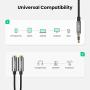 UGREEN Headphone Splitter 3.5mm Audio Stereo Y Splitter Extension Cable Male to Female Dual Headphone Jack Adapter for Earphone Headset Compatible with iPhone Samsung Tablet Laptop Black