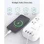 USB C Power Strip, Flat Plug with 5 Outlets 4 USB(4.5A), 5Ft Long Extension Cord with USB, Wall Mount Overload Protection Power Outlet Strip, Desktop Charging Station for Home, Office, Dorm Essentials