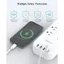 USB C Power Strip, Flat Plug with 5 Outlets 4 USB(4.5A), 5Ft Long Extension Cord with USB, Wall Mount Overload Protection Power Outlet Strip, Desktop Charging Station for Home, Office, Dorm Essentials