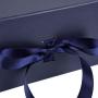 WRAPAHOLIC 2Pcs Navy Gift Box with Satin Ribbon, 8x8x4 Inches Collapsible Gift Box with Magnetic Closure for Party, Wedding, Gift Wrap, Bridesmaid Proposal, Storage