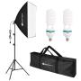 Yesker Softbox Photography Lighting Kit Continuous Photo Studio Equipment with 20x28 inch Reflector and 2 x E27 Socket 5500K Bulbs for Portraits Fashion Filming and Product Shooting