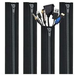 Cable Management Sleeve, 19.5 inch Cord Organizer Cable Wrap Wires Cover Sleeves Wraps Wire Hider System with Zipper for TV Computer PC Desk Home 4 Pack
