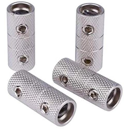 4 Gauge Wire Coupler Terminal Butt Connector (4pcs) Car Audio Stereo Power or Ground Wire Splice Coupler - Nickel Plated