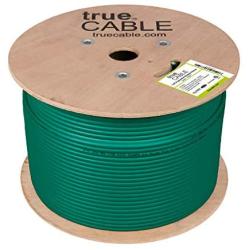 trueCABLE Cat6A Shielded Plenum (CMP), 1000ft, Green, 23AWG Solid Bare Copper, 750MHz, ETL Listed, Overall Foil Shield (FTP), Bulk Ethernet Cable