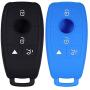 Lcyam Silicone Remote Key Fob Covers Smooth Soft Rubber Case Fits for Mercedes-Benz A220 E63S AMG E-Class GLE 350 4MATIC 2019 2020 2021 (Black Blue)