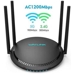 AC1200 Smart WiFi Router - WAVLINK 1200Mbps Touch Link Smart Dual Band Gigabit Wireless Internet Router,5Ghz + 2.4Ghz with 4x5dBi Omni Directional Antennas WiFi Router for Online Game&HD Video