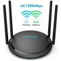 AC1200 Smart WiFi Router - WAVLINK 1200Mbps Touch Link Smart Dual Band Gigabit Wireless Internet Router,5Ghz + 2.4Ghz with 4x5dBi Omni Directional Antennas WiFi Router for Online Game&HD Video