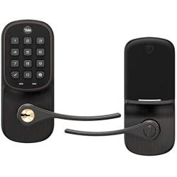 Yale Assure Lever - Z-Wave Smart Door Lever for Keyless Access (for doors with no deadbolt) - Works with Ring Alarm, Samsung SmartThings and More - Bronze