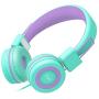 Elecder i37 Kids Headphones Children Girls Boys Teens Foldable Adjustable On Ear Headphones 3.5mm Jack Compatible Cellphones Computer MP3/4 Kindle School Tablet Green/Purple