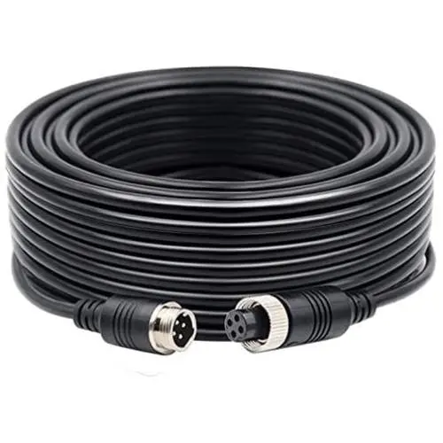 4-Pin Extension Cord for Vehicle Backup Camera, 15M 49.2FT Car Backup Camera Extension Cable Aviation Adapter Waterproof Shockproof for Vehicle Rearview Backup Camera Kit on Truck Trailer Camper Bus