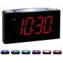 Rocam Home LED Digital Alarm Clock - 6.5'' Large Red Display, Loud Alarm, 7 Colored Night Light, Snooze, Dimmer, Dual USB Charger Ports, Battery Backup, 12/24 Hours for Bedrooms, Kids, Heavy Sleepers