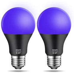 A19 Black Light Bulb, 3W Equivalent 40W, E26 Base Non-dimmable LED Bulb for Indoor Use, Party Decoration, Home and Holiday Lighting, UL Listed, 2 Pack.