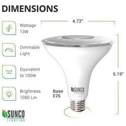 Sunco Lighting 8 Pack PAR38 LED Bulb 13W=100W, 5000K Daylight, 1050 LM, Dimmable, Indoor/Outdoor Spotlight, Waterproof - UL & Energy Star Listed