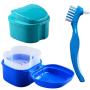 Denture Bath Box Case, Hatisan False Teeth Storage Box with Hanging Net Container, Premium Mouth Guard Box with Cleaning Brush (2Pcs) …
