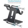 Foldable Apple Watch Stand - OMOTON Portable Aluminum 2 in 1 Charging Stand Holder Dock for Nightstand, Designed for Apple Watch, Compatible with All iPhone and Android Phones, Black