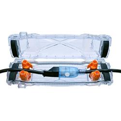 Weatherproof Extension Cord Protector - Clear Housing with Hook and Security Loop