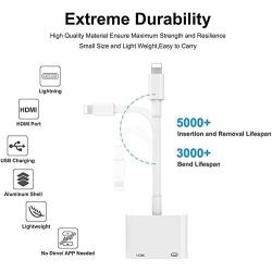[Apple MFi Certified] Lightning to HDMI, 1080P Lightning to Digital AV Audio Adapter, 4K HDMI Sync Screen Converter with Charging Port for iPhone, iPad, iPod on HD TV/Monitor/Projector [Must Be Power]