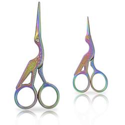 BIHRTC 3.6'' and 4.5'' Colorful Stainless Steel Sharp Tip Classic Stork Scissors Crane Design Sewing Scissors DIY Tools Dressmaker Shears Scissors for Embroidery, Craft, Needle Work, Art Work