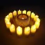 12pcs Flickering Flameless Candles with Moving Wick, Rechargeable Tea Light Candles with Chargeable Base, Battery Operated LED Candles, Pillar Electric Lights for Garden Home Party Wedding Festival