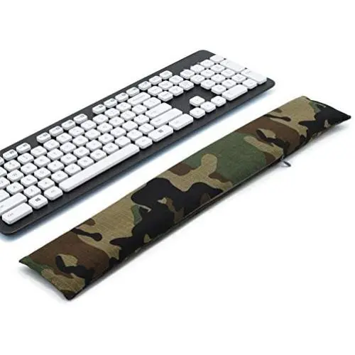 Keyboard Wrist Rest Pad, Washable Keyboard Mouse Wrist Support Pad Bean Bag for Carpal Tunnel, Office Workers, Massage Ergobeads & Cotton Fabric (Camouflage)