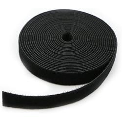 Saisn Reusable Fastening Tape Cable Ties 3/4 Inch Double Side Hook Roll (5 Yard, Black)