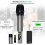 Wireless Microphone, UHF Wireless Dual Handheld Dynamic Mic System Set with Rechargeable Receiver, 160ft Range, 6.35mm(1/4) Plug, for Karaoke, Voice Amplifier, PA System, Singing Machine, Church