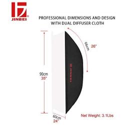 JINBEI 24'' x 35'' Deeper Professional Portable Rectangular Softbox Only with Bowens Mount 2 Diffuser No Stand M-60x90cm for Photo Studio Speedlite Strobe Flash Portrait Product Fashion Video Recording