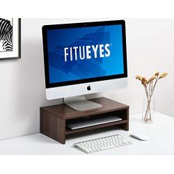 FITUEYES Computer Monitor Stand Clamp Desk TV Shelf Risers 16.7 inch 2 Tiers Monitor Stand Save Space DT204203WB