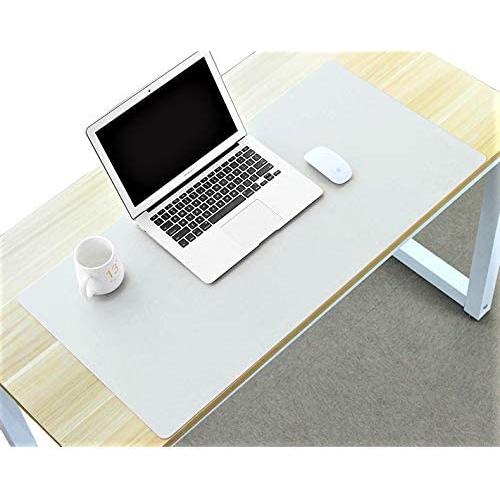 Desk Mat Blotter Table Protector Pad on Top of Office Desks Laptop Computer Desktop Accessory Decoration Cover Under Keyboard Large Mousepad Pads for Men Girl Women Kids PU Leather White 16 x 32 Inch