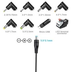 Belker 45W 5V 6V 7.5V 9V 12V 13.5V 15V Universal AC DC Power Supply Adapter for Household Electronics LED Light Strip - 1A 2A 3A 3000mA Amp - Fast USB Charging Port 5V 2A 2.4A