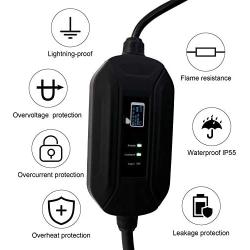 PRIMECOM Level 2 EV Charger 220/240V, 16A, 30ft & 50ft, Portable EVSE Electric Vehicle Charging Cable Compatible with Bolt Volt Leaf BMW i3 Fiat 500e Clarity NIRO Prius (30 Feet, 10-30P)
