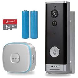 XODO VD1 Smart Home Wireless Security Camera with Night Vision - Waterproof Video Doorbell/WiFi 1080P HD 166°Wide Angel/2-Way Audio/No Monthly Fee/Real-Time Alerts/Rechargeable Batteries/32GB SD Card