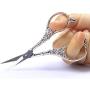 BIHRTC Vintage European Style Scissors Stainless Steel for Cross Stitch Cutting Embroidery Sewing Handcraft Craft Art Work DIY Tool(Silver)
