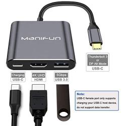 Manifun USB C to HDMI multiport Adapter, Thunderbolt 3 to HDMI 4K Port, USB 3.0 Port, USB C Power Charging Port Compatible MacBook Pro, MacBook, Samsung Galaxy S9/S10/ S20/ Note 9/Note 10/Note 20