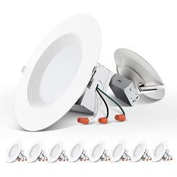 Freelicht 10 Pack 5/6 Inch Slim LED Downlight with Junction Box, 15W=110W, 1200 LM, Dimmable, 5000K Daylight Recessed Lighting, Simple Retrofit Installation - ETL