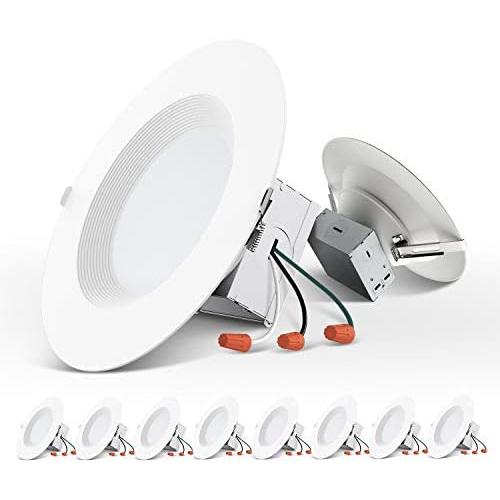Freelicht 10 Pack 5/6 Inch Slim LED Downlight with Junction Box, 15W=110W, 1200 LM, Dimmable, 5000K Daylight Recessed Lighting, Simple Retrofit Installation - ETL