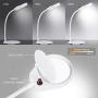 Psiven Dimmable Magnifying Glass Desk Lamp - Lighted Magnifier with Stand & Clamp, Magnifying Glass with Light for Close Work, Reading, Workbench, Crafts, Hobbies, Task, Sewing, Soldering - White