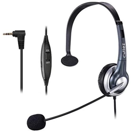 Callez 2.5mm Cordless Phone Headset Mono, Hands-Free Telephone Headset With Noise Canceling Mic For DECT AT&T ML17929 Vtech Panasonic KX-T7630 KX-T7633 Uniden RCA Cisco Call Center Home Office(C300D1)
